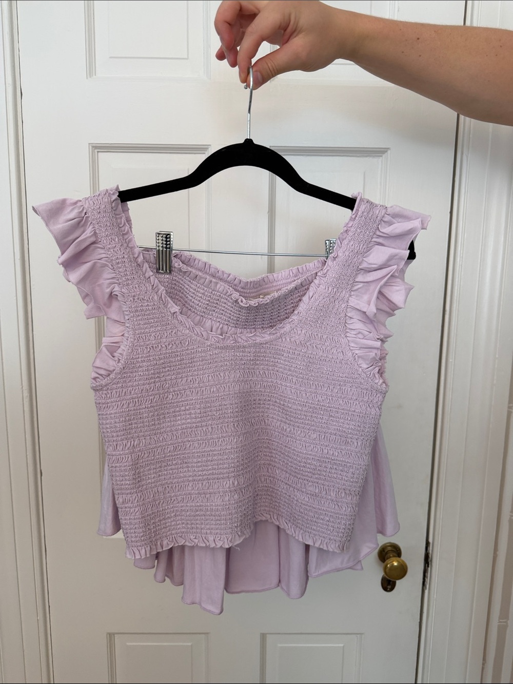 LoveShackFancy Lavender Smocked Ruffle Tank